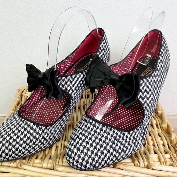 Joe Browns Black & White Houndstooth Bow Stiletto Court Shoes Heels UK Size 6 - Picture 5 of 9